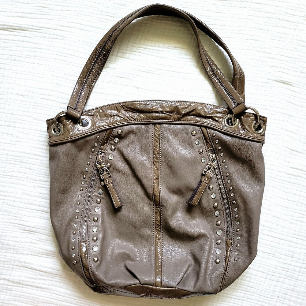 Kathy Van Zeeland Brown Shoulder Bag Purse Chunky Silver Rhinestone McBling Y2K